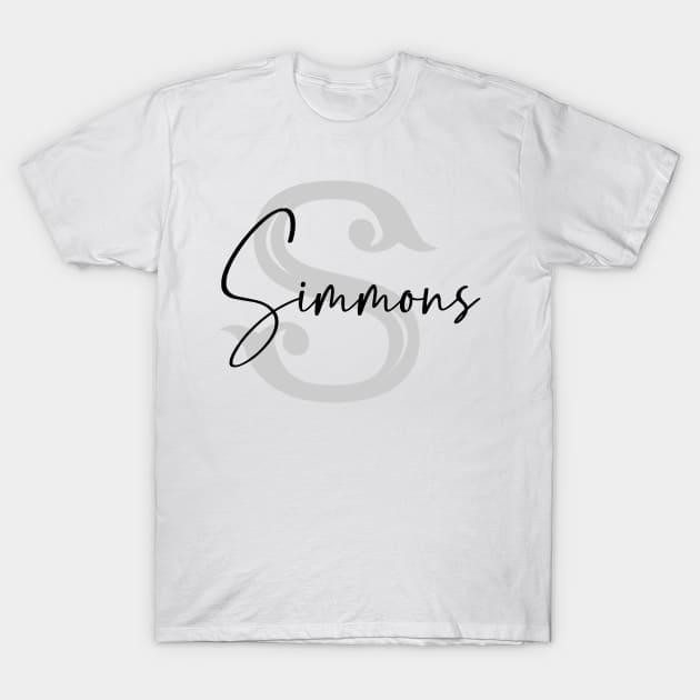 Simmons Second Name, Simmons Family Name, Simmons Middle Name T-Shirt by Huosani